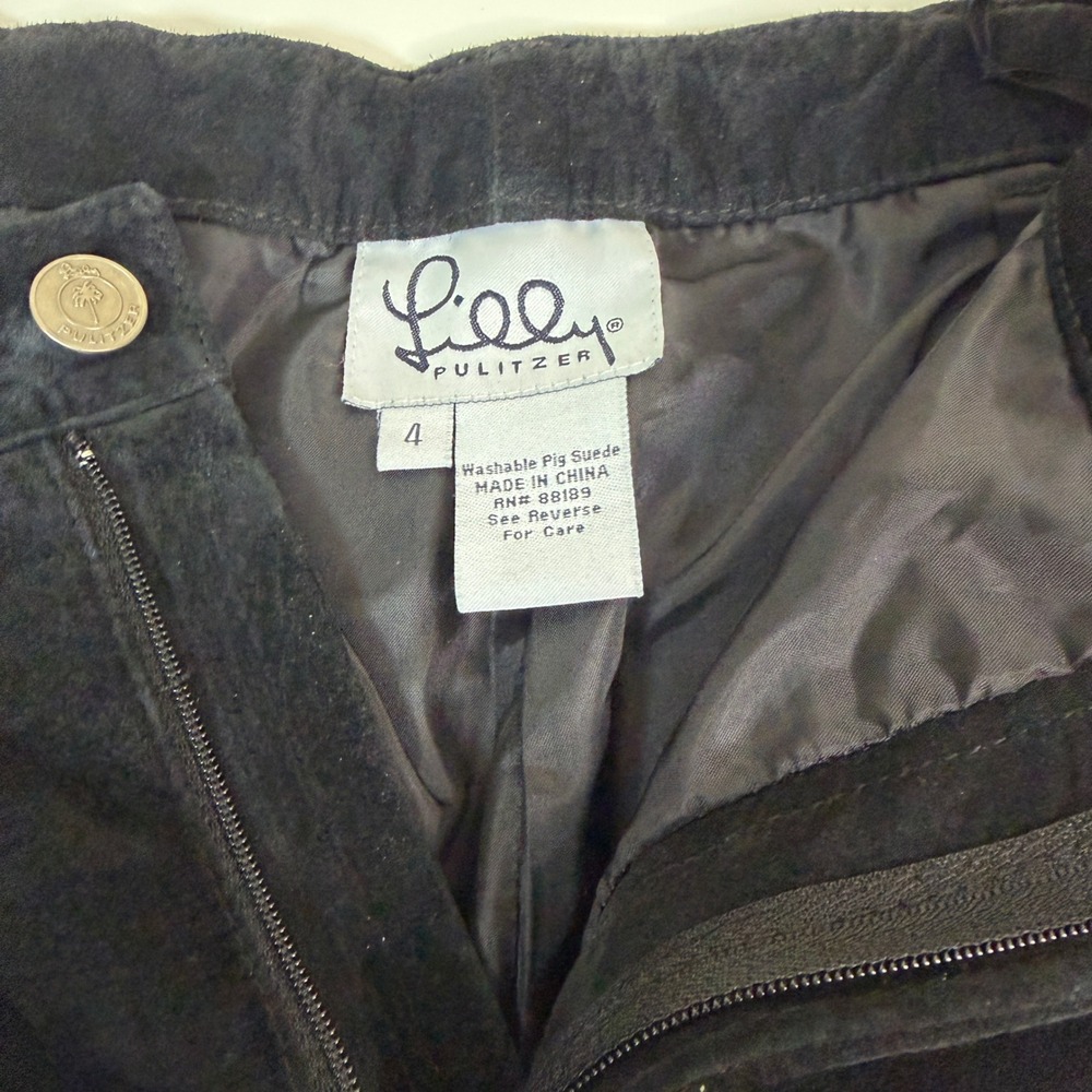 Lilly Pulitzer Womens 4 Black Washable Pig Suede Pants Classic Preppy Western - Picture 9 of 10
